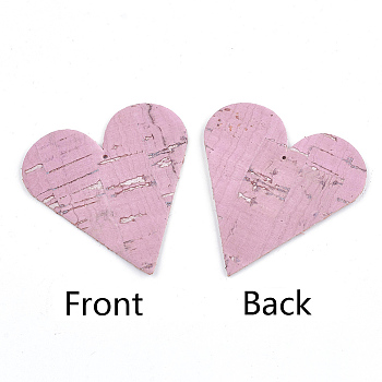 PU Leather Pendants, Heart, Pearl Pink, 44x42x1.5mm, Hole: 1.5mm