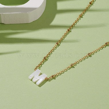 (vente d'usine de fêtes de bijoux) colliers pendentif initial en coquille naturelle(NJEW-JN03298-02)-4