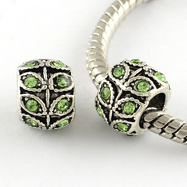 Antique Silver Plated Alloy Rhinestone Large Hole European Beads(MPDL-R041-02)-2