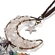 Wire Wrapped Brass Moon & Natural Rose Quartz Pendant Decoration(HJEW-C006-02F)-3