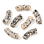 Opaque Spray Painted Acrylic Beads, Two Tone, Curved Tube, Moccasin, 36x13.5x11.5mm, Hole: 4mm(X-MACR-S372-001F-B08)