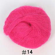 25g Angora Mohair Wool Knitting Yarn, for Shawl Scarf Doll Crochet Supplies, Fuchsia, 1mm(PW22070130738)