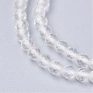 Natural Quartz Crystal Beads Strands, Rock Crystal Beads, Faceted, Round, Clear, 2mm, Hole: 0.5mm, about 200pcs/strand, 15.7 inch(40cm)(G-D166-B-2mm)