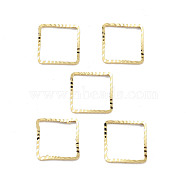 Brass Beads Frames, Cadmium Free & Lead Free, Square, Real 24K Gold Plated, 10x10x1mm(KK-M288-01G-C)