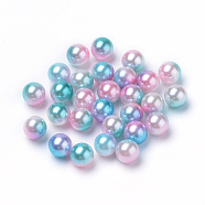 Rainbow Acrylic Imitation Pearl Beads, Gradient Mermaid Pearl Beads, No Hole, Round, Sky Blue, 4mm, about 15800pcs/500g(OACR-R065-4mm-A05)
