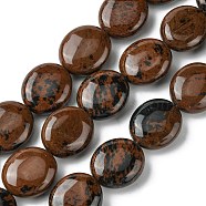 Natural Mahogany Obsidian Beads Strands, Flat Oval, 15~16x13.5~14x6~7mm, Hole: 1mm, about 26pcs/strand, 15.79''(40.1cm)(G-K365-B09-03)