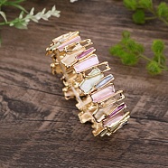 Coloful Alloy Enamel Links Stretch Bangles, Nuggets, Golden, Inner Diameter: 2-1/4 inch(5.75cm)(BJEW-B100-05G)