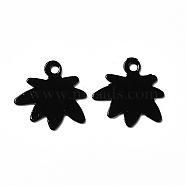 Spray Painted 201 Stainless Steel Charms, Leaf Charm, Black, 14x14x0.5mm, Hole: 1.4mm(STAS-I672-17A)
