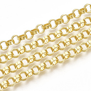Iron Rolo Chains, Belcher Chain, with Spool, Unwelded, Golden, 5x2mm, about 82.02 Feet(25m)/roll(CH-T001-04G)