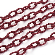 Handmade Nylon Cable Chains Loop, Oval, Dark Red, 8~9x11~13x2mm, about 85cm/strand, 33.5 inch(X-EC-A001-16)