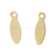 Brass Pendants, Cadmium Free & Lead Free, Oval Charm, Real 24K Gold Plated, 10x3x0.5mm, Hole: 1mm(KK-A172-47G)