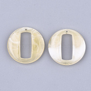 Acrylic Pendants, Imitation Gemstone Style, Flat Round, PapayaWhip, 39x39.5x7mm, Hole: 1.5mm, about 112pcs/500g(OACR-S021-04J)