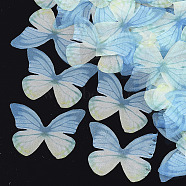 Organza Fabric, For DIY Jewelry Making Crafts, Butterfly, Sky Blue, 37x50.5mm(X-FIND-S317-02)