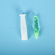 Pendulum Crystal Silicone Molds, Quartz Crystals Pendants Molds, For UV Resin, Epoxy Resin Jewelry Making, White, 1.9x7cm, Inner Diameter: 0.8cm(DIY-P010-02)
