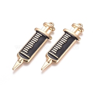 Alloy Enamel Pendants, Black, 43x13x3mm, Hole: 1.6mm(PALLOY-WH0066-A-14B)