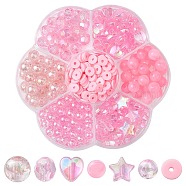 DIY Beads Jewelry Making Finding Kit, Including Acrylic & Polymer Clay Beads, Heart & Star & Round & Disc, Hot Pink, 6~10x1~7mm, Hole: 1~2mm(DIY-YW0007-45)