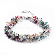 Glass Beads Bracelets, with 304 Stainless Steel Lobster Claw Clasps, Heart chain extender and Cardboard Jewelry Set Box, Colorful, 7-1/2 inch(19cm), 13mm(BJEW-JB04408)
