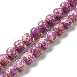 Synthetic Imperial Jasper Dyed Beads Strands, Round, Orchid, 8mm, Hole: 1.2mm, about 47~48pcs/strand, 14.96''~15.16''(38~38.5cm)(G-P507-01A-06)
