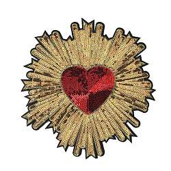 Computerized Embroidery Cloth Iron on/Sew on Patches, Costume Accessories, Appliques, Heart, Red, 205x190x1mm(PATC-WH0006-01)