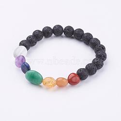 Adjustable Gemstone Stretch Bracelets, Round & Nuggets, 2-1/4 inch(58mm)(BJEW-P186-E01)