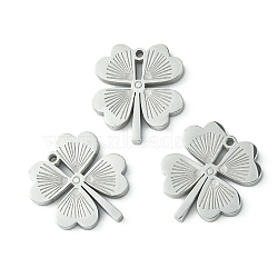 304 Stainless Steel Manual Polishing Pendants, Clover Charm, Stainless Steel Color, 18x16x2mm, Hole: 1.2mm(STAS-C075-27P)