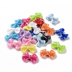 Opaque Acrylic Imitation Shell Beads, Bowknot, Mixed Color, 23~23.5x31~32x9mm, Hole: 2.5mm(X-OACR-P011-03G)