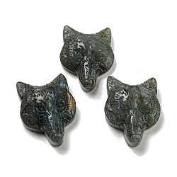 Natural Labradorite Pendants, Fox Charms, 35.5~37x27~28x12~13mm, Hole: 1.3mm(G-M417-07B)