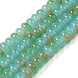 Baking Paint Glass Beads Strands, Rondelle, Turquoise, 8x4.5mm, Hole: 1.2mm, about 162pcs/strand, 29.92 inch(76cm)(X-DGLA-C003-01H)