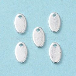 304 Stainless Steel Charms, Stamping Blank Tag, Oval, Silver, 12.5x7.5x1mm, Hole: 1.5mm(STAS-L234-065D-S)