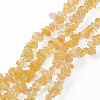 Heated Natural Citrine Beads Strands, Dyed, Chip, 2.5~6.5x6.5~11.5mm, Hole: 0.8mm, about 31.34 inch(79.6cm)