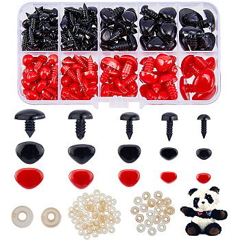 Plastic Doll Nose Sets, with Washers, Craft Safety Nose, for Crochet Toy and Stuffed Animals, Red, 6~12.5x8~17x14~19mm