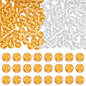 Resin Beads, UV Reactive Beads, Color Changing Beads, Round, Orange, 8mm, Hole: 1.5~1.6mm