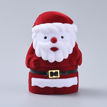 Father Christmas Shape Velvet Jewelry Boxes, Portable Jewelry Storage Case, for Ring Earrings Necklace, Red, 4.7x4.2x6.6cm