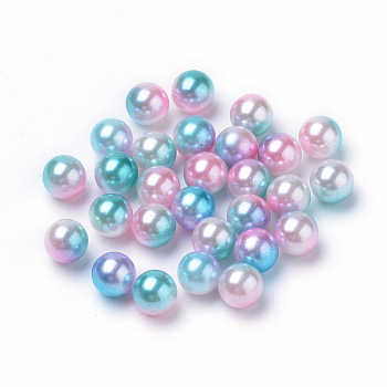 Rainbow Acrylic Imitation Pearl Beads, Gradient Mermaid Pearl Beads, No Hole, Round, Sky Blue, 4mm, about 15800pcs/500g
