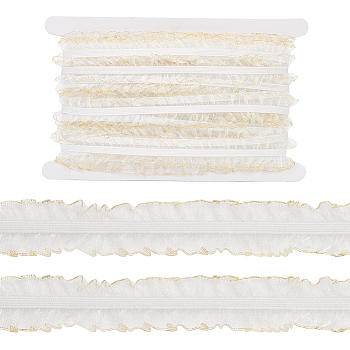 14M Polyester Flat Ruffled Elastic Cord, Webbing Garment Sewing Accessories, White, 25mm, about 15.31 Yards(14m)/Bag