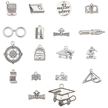 CHGCRAFT 72Pcs 18 Styles Alloy Pendants, Pendant Decorations, Anniversary Souveni, Antique Silver, 4pcs/style