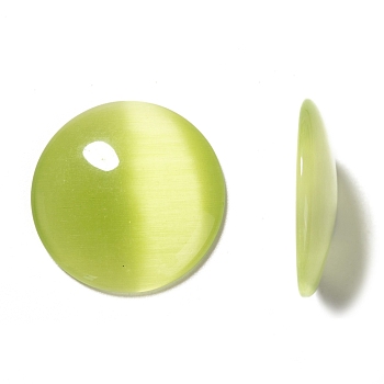 Cat Eye Glass Cabochons, Half Round/Dome, Olive, about 25mm in diameter, 5mm thick