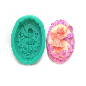 Oval Soap Silicone Molds, for DIY Soap Craft Making, Angel Pattern, Random Color, 103x73x34mm, Finished Product: 50x33x82mm