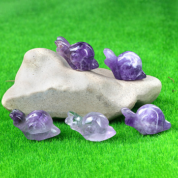 Natural Amethyst Carved Healing Snail Figurines, Reiki Energy Stone Display Decorations, 18x24~28x12mm