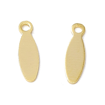 Brass Pendants, Cadmium Free & Lead Free, Oval Charm, Real 24K Gold Plated, 10x3x0.5mm, Hole: 1mm