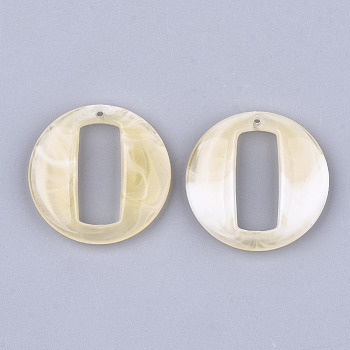 Acrylic Pendants, Imitation Gemstone Style, Flat Round, PapayaWhip, 39x39.5x7mm, Hole: 1.5mm, about 112pcs/500g