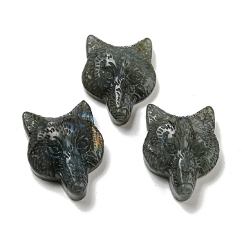 Natural Labradorite Pendants, Fox Charms, 35.5~37x27~28x12~13mm, Hole: 1.3mm