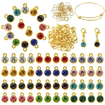 DIY Birthstone Charm Bangle & Pendant Decoration Making Kits, Jewelry Set, Golden, 10x7x5.3mm, Hole: 1.6mm