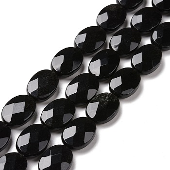 Natural Obsidian Beads Strands, Oval, Faceted, 18~18.5x13~13.5x7mm, Hole: 1.2mm, about 22pcs/strand, 15.75 inch(40cm)