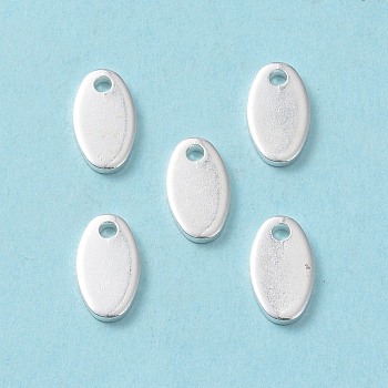 304 Stainless Steel Charms, Stamping Blank Tag, Oval, Silver, 12.5x7.5x1mm, Hole: 1.5mm