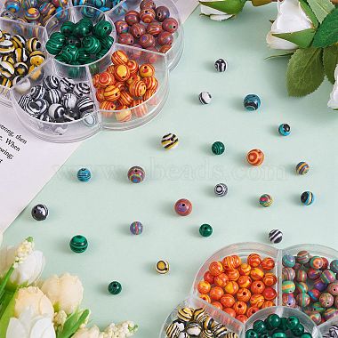 140Pcs 7 Colors Synthetic Malachite Beads(G-SZ0001-98A)-5