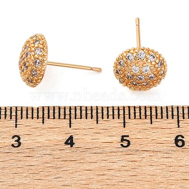 Brass Micro Pave Clear Cubic Zirconia Stud Earrings(EJEW-K300-18G)-5