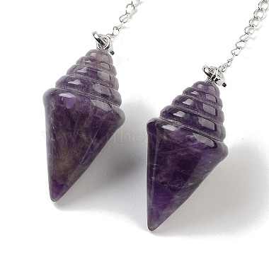 Natural Amethyst Pointed Dowsing Pendulums(G-K338-13P-01)-2