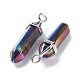 Rainbow Color Faceted Bullet Glass Pointed Pendants(KK-E282-02P-01)-3