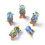 Home Decorations, Handmade Lampwork Display Decorations, Owl, Colorful, 10~15x11~13x24~27mm(LAMP-L075-007)